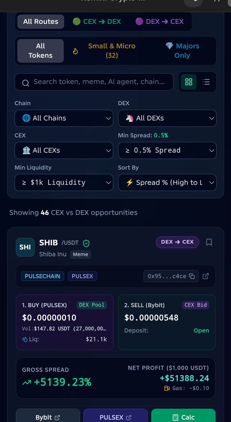 CEX vs DEX - Cryptoscopia app screenshot