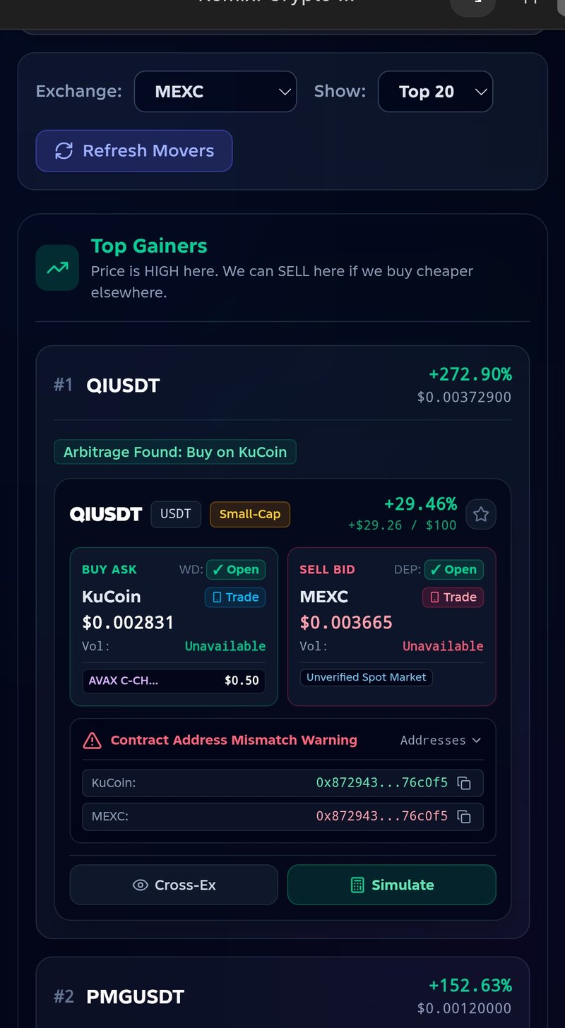 Top Movers - Cryptoscopia app screenshot